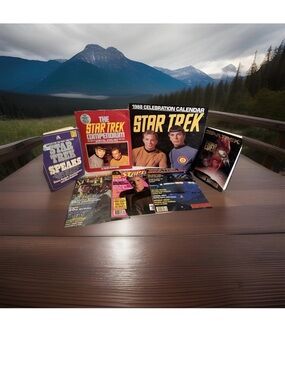 vintage lot of Star Trek books, magazines, and calendar